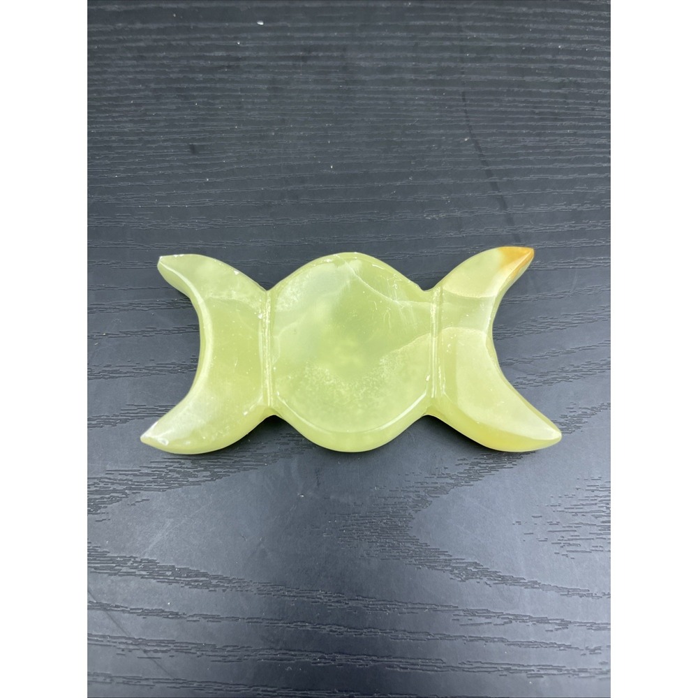 Green Calcite Moon Carving Crystal Crescent Healing Stone Decor‎